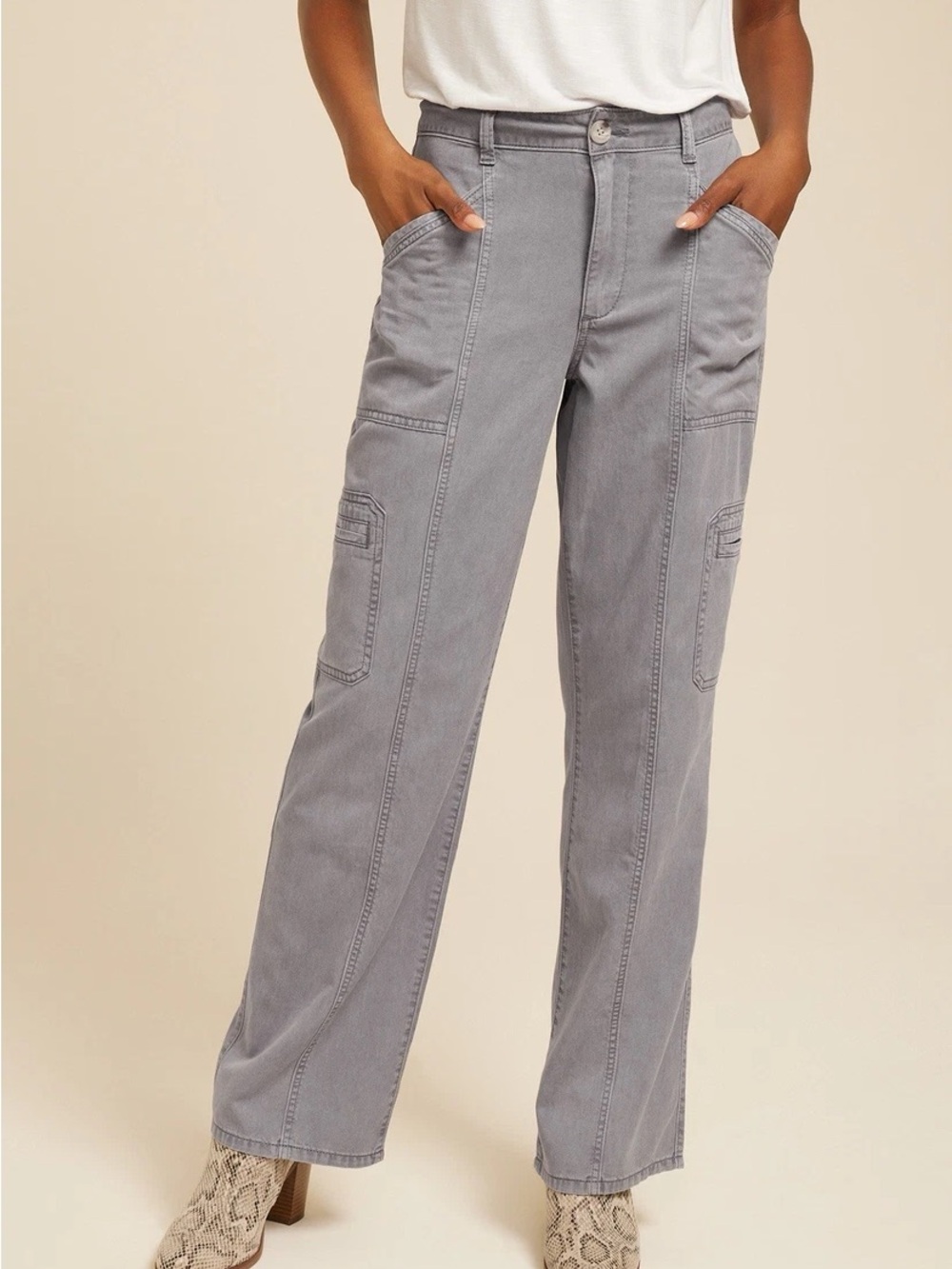 Maurices Lavender Wide-Leg Cargo Pants